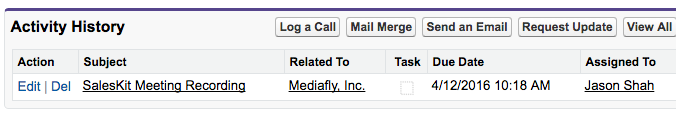 Salesforce integration - SalesKit Meeting Tracker