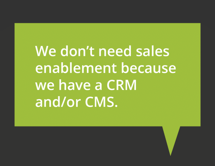 We don’t need sales enablement because we have a CRM and/or CMS.