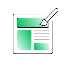 Icon of a sheet with a paintbrush on a white background