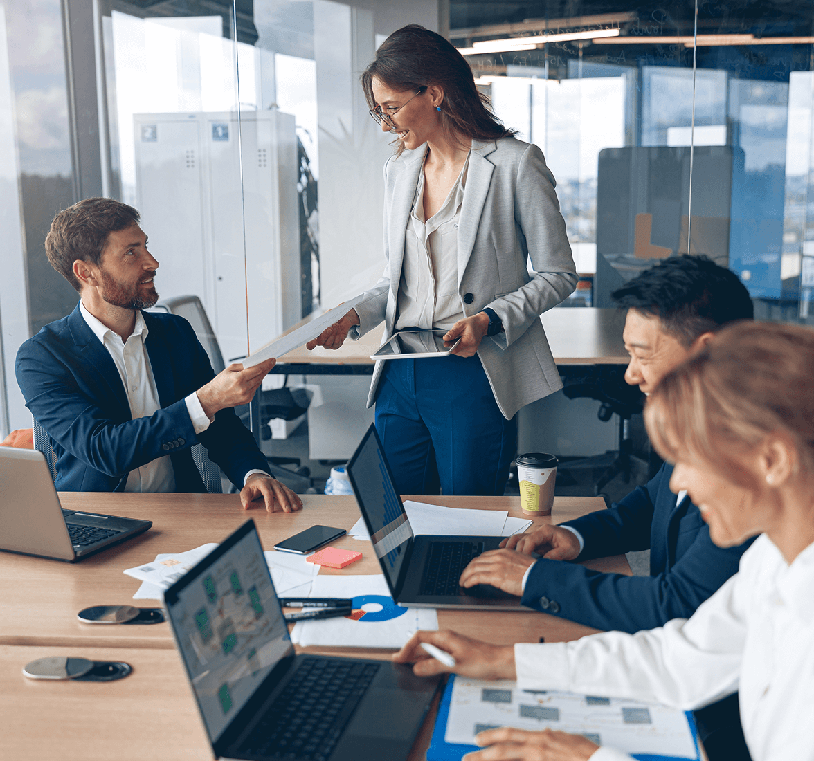 Group of office people working their laptop