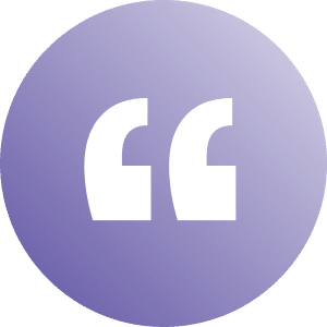 A quote in a light purple to white gradient circle