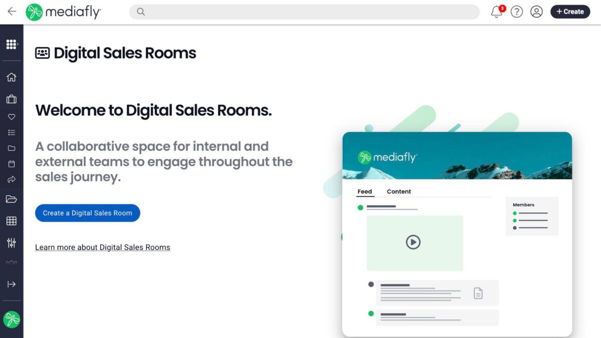 Mediafly Digital Sales Rooms platform for creating collaborative sales spaces