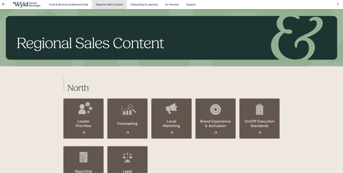 Wyld Food & Beverage Regional Sales Content hub with sales resources for the North region